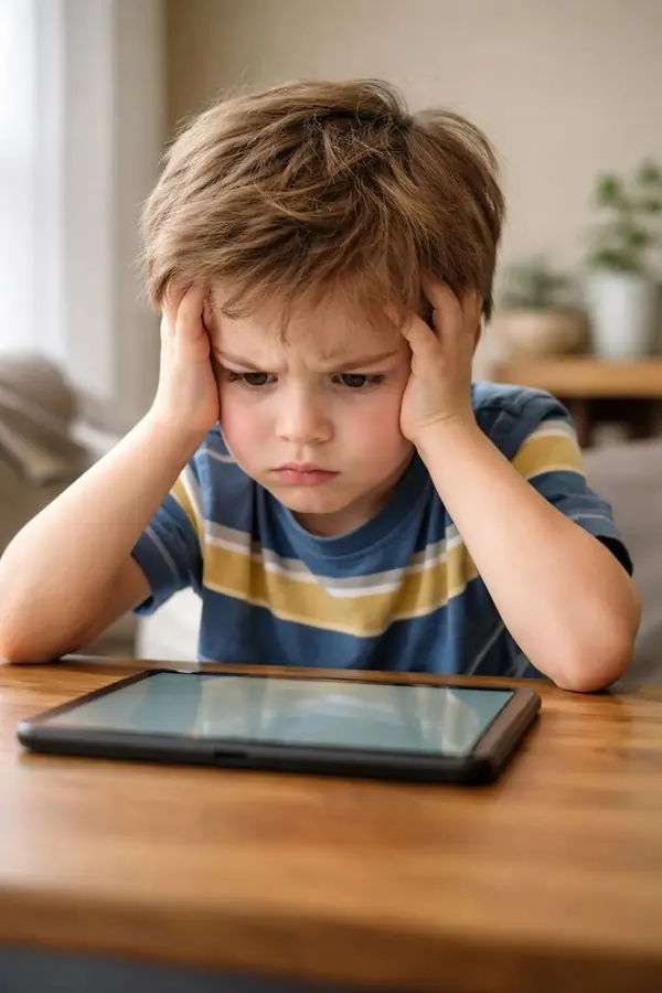 Niño mirando una pantalla